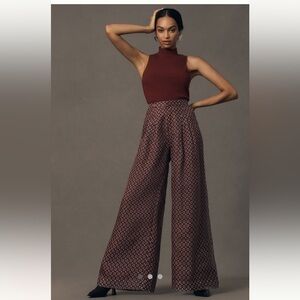 The Avery Pleated Wide Leg Trousers by Maeve: Sheer Silk Edition